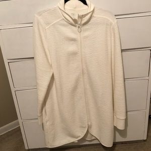 Tunic length athletic jacket.